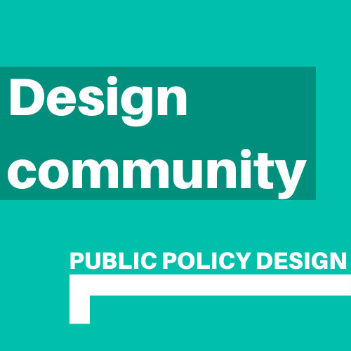 A logo that says Design community, public policy design