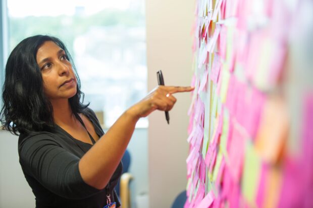 A photo of a person participating in a workshop.