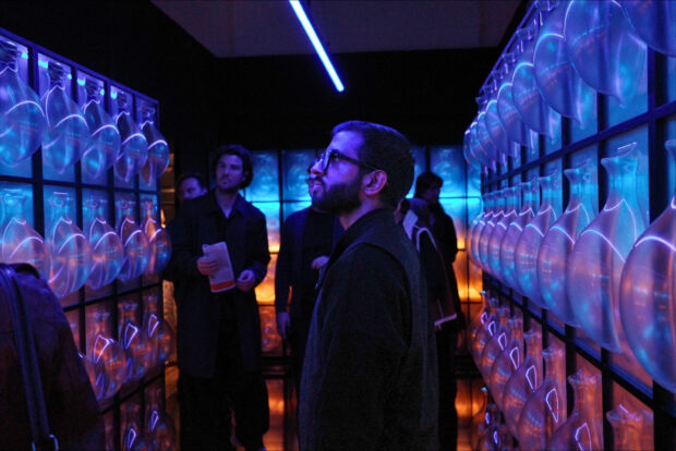 A photo of a UK designer visiting the biennale