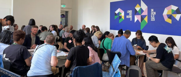 A photo of the public participating in a design workshop.
