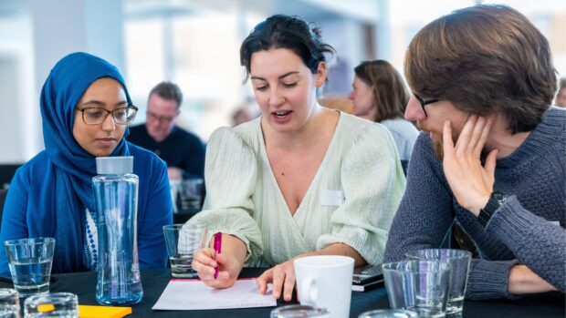 People taking part in a workshop on public services.