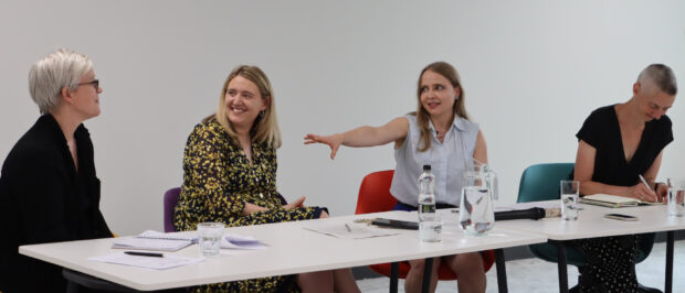 Professor Lucy Kimbell (UAL Central Saint Martins), Minister Georgia Gould (minister for government reform), Carla Groom (Design Science, DWP), Janet Hughes (Cabinet Office Director General for government reform) launch the Public Design Evidence Review.